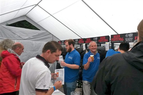 Beer being served in the beer tent