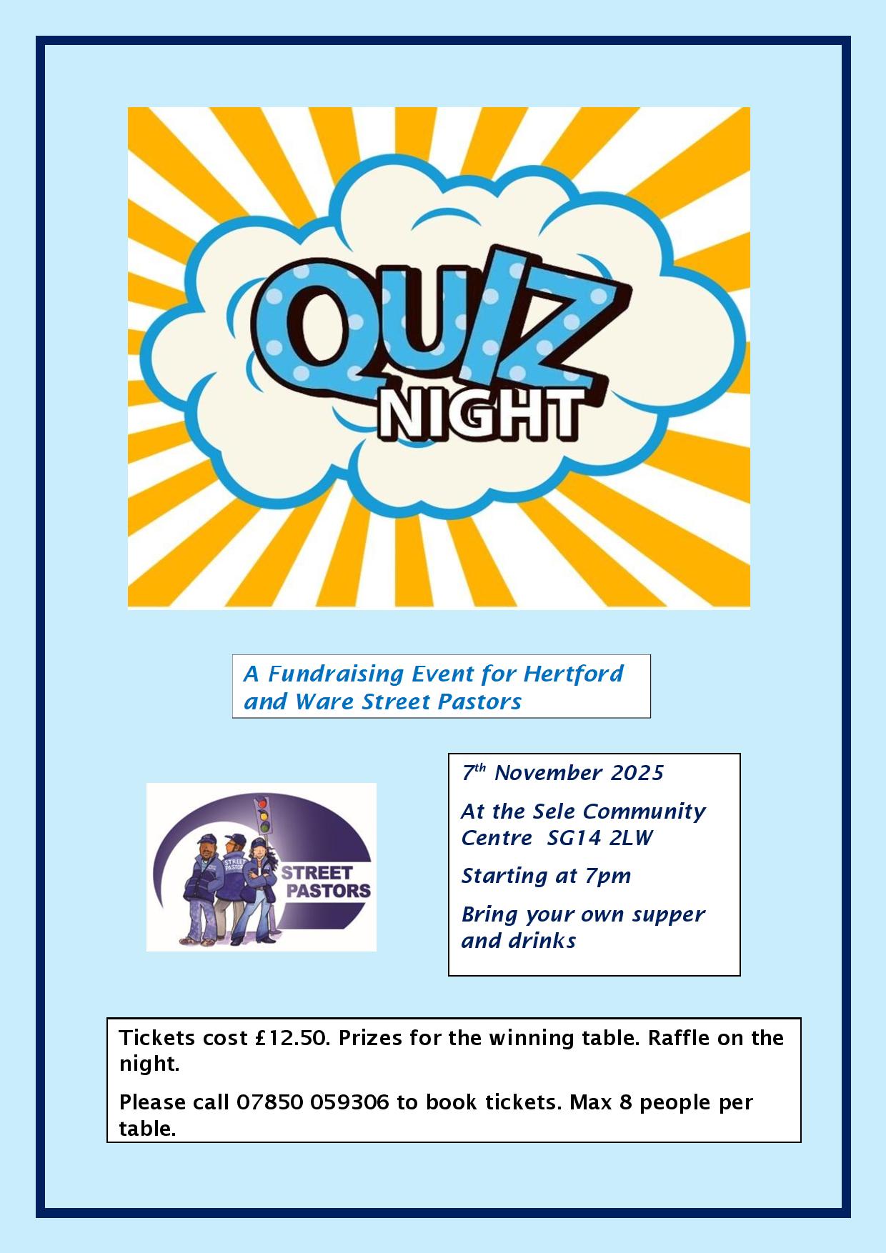 Street Pastor Quiz Night Novem