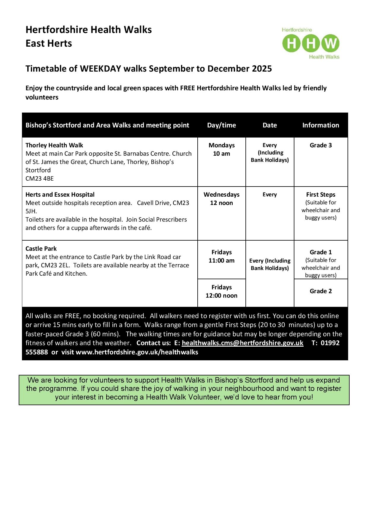East Herts Health Walks Timeta