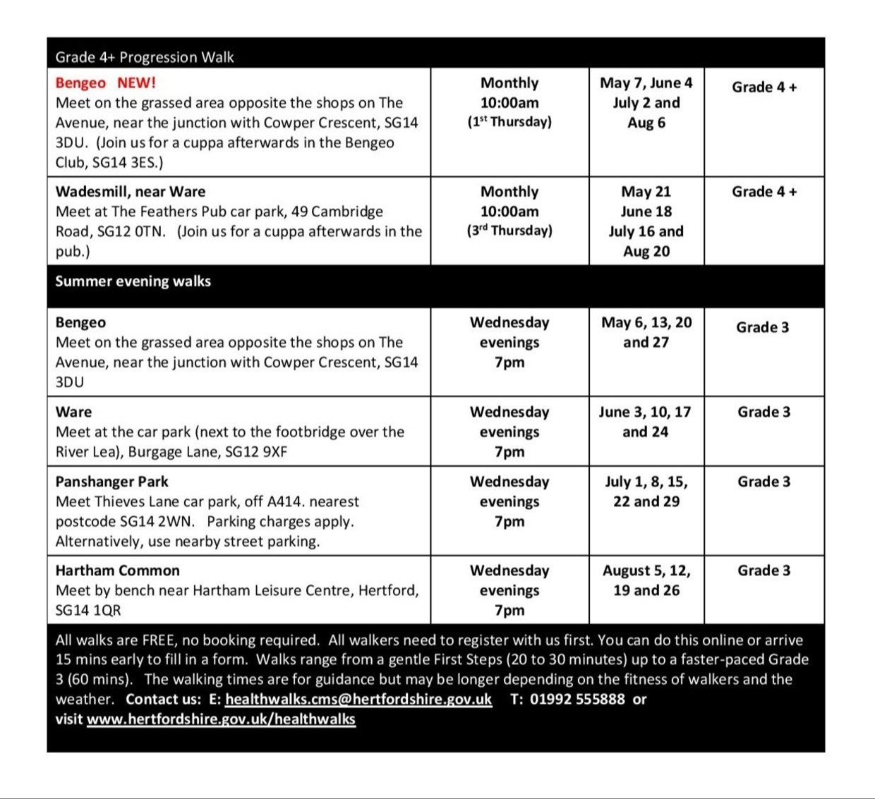 East herts health walks timeta